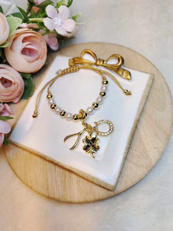 Pulsera de Hilo Balin y Perlas varios Dijes - Imagen 4