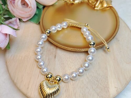 Pulsera de Hilo Perlas dije de Corazón