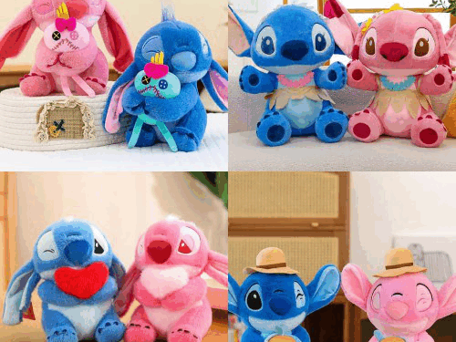 Peluches de Stitch y Angela 25cm