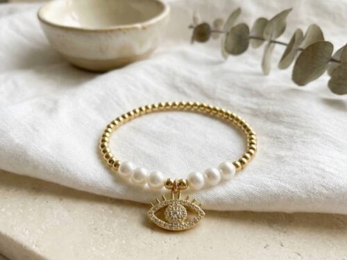 PULSERA DE BALIN CON PERLAS